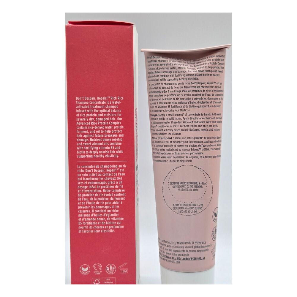 Briogeo Don't Despair, Repair!!! Rich Rice Concentrate Shampoo 3 fl oz. - Picture 2 of 5